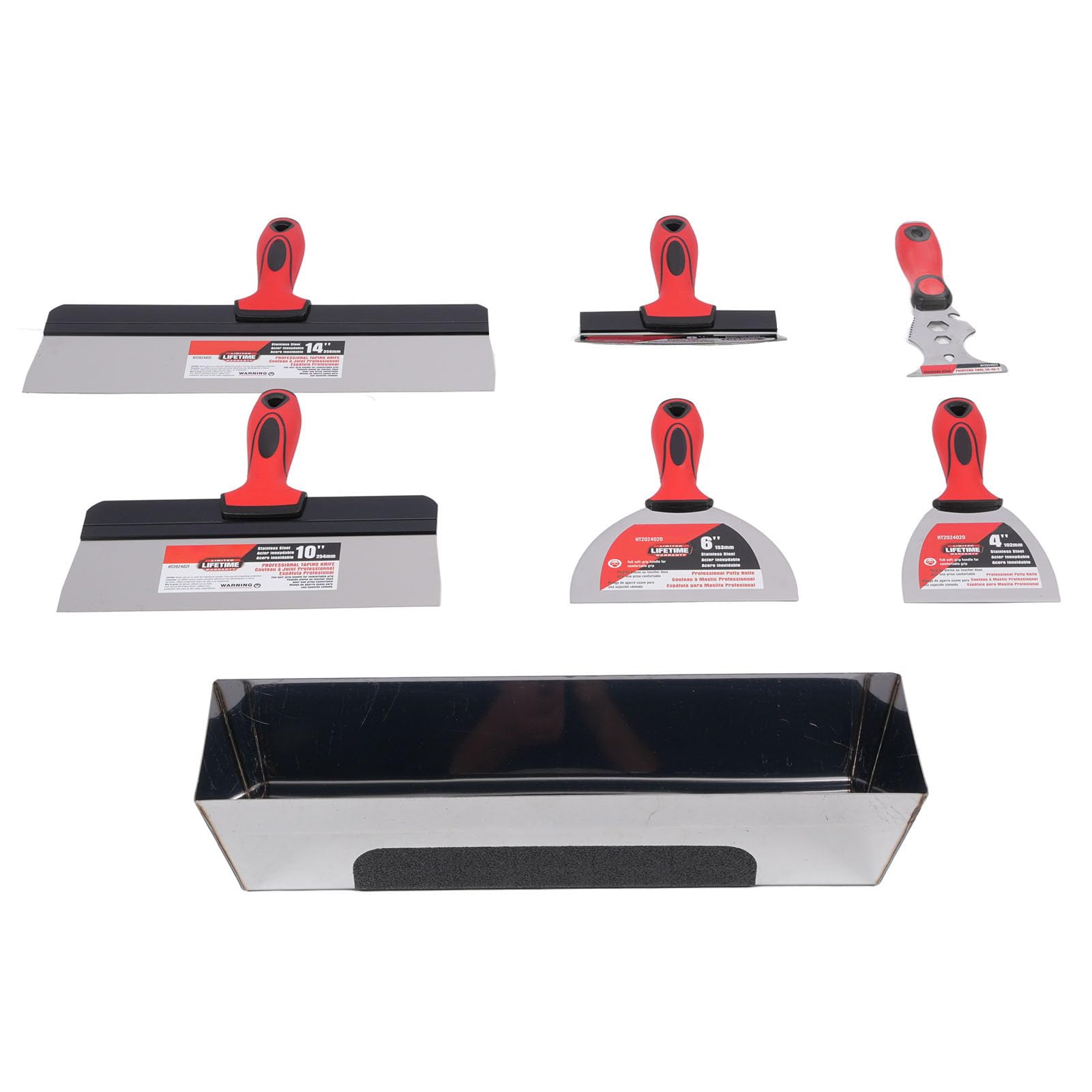 Set di Raschietti per Cartongesso in Acciaio Inossidabile, Padella per Fango da 14 Pollici, con Manici per Raschietto Antiscivolo, per Raschiare lo Stucco, Rimuovere la Finitura