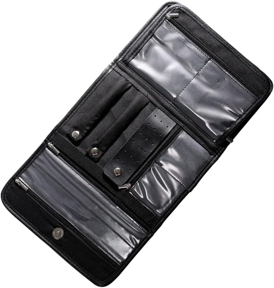 Travel Jewelry Case Small Travel Jewelry Roll Bag: Foldable Jewelry Storage Bag Organizer for Necklaces Earrings Bracelets Rings Brooches and More Earring Organizer Box(Black)