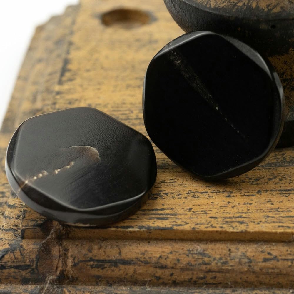 20 szt. 15/20/25 mm retro kawa sześciokąt prawdziwy róg guziki garnitur zestaw 100% buffalo róg guziki okrągły płaszcz trzonek guziki do rzemiosła