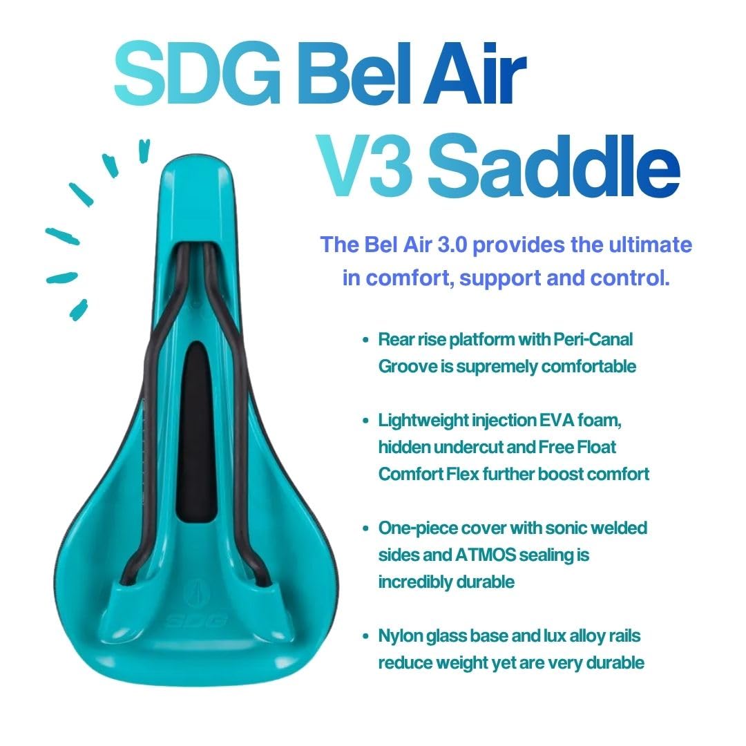 SDG Components Bel-Air V3 Lux-Alloy Mountain Bike Saddle Saddle, 260 x 140 mm, unisex, Road Gravel Bicycle Seat 236 g