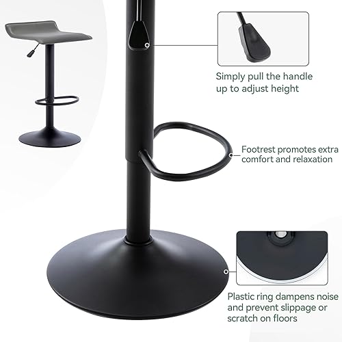 Miniatura 25 de Vogue Furniture Direct Juego de 2 taburetes de bar ajustables, modernos taburetes de bar giratorios de piel sintética con puente aéreo, silla de bar