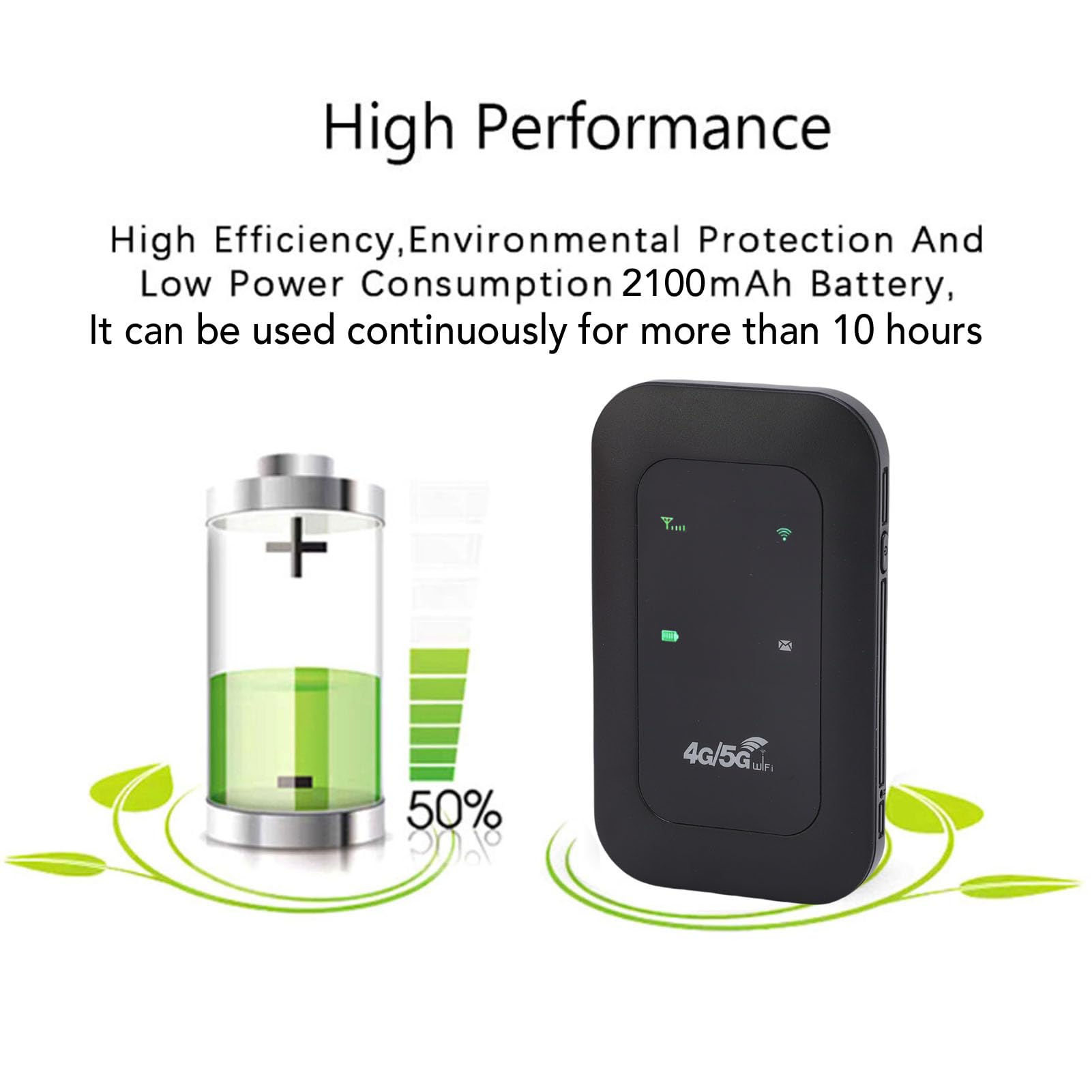 Vikye Hotspot Mobile 4G 5G, WiFi Portable pour Voyager dans Plus de 140 Pays, avec Emplacement pour Carte SIM, Réseau Multi-Porte-portiques, 10 Appareils, écran LED Couleur, Noir