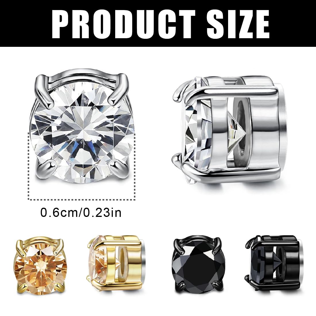 Boucle D'oreille Homme Aimant 8Paires Acier Inoxydable Boucle D Oreilles Hommes 676332