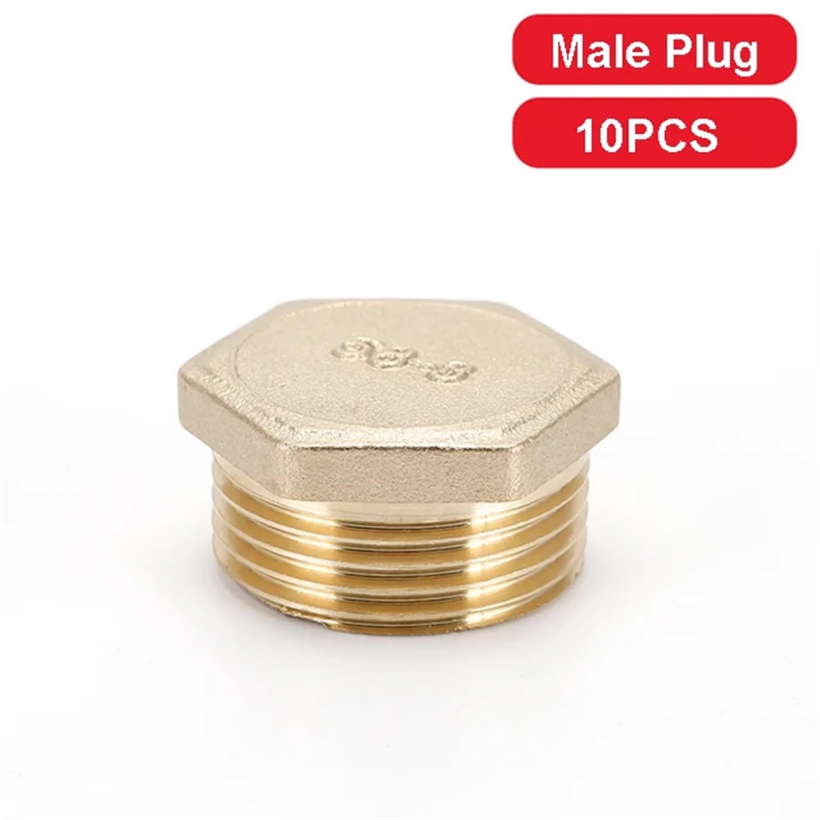 Miedź 1/8 "1/4" 3/8" 1/2" 3/4" gwint zewnętrzny mosiężny rura sześciokątna końcówka złączka łącznik łącznik adapter przyłączeniowy 10 sztuk (10 szt. męski plug, 3/4")