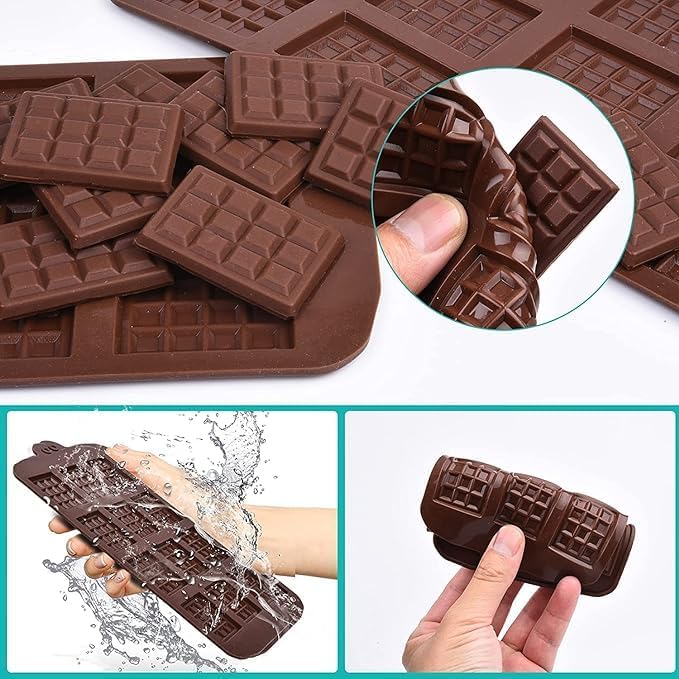 Image of Clazkit Flexible and Reusable Silicone Alphabet, Smiley, Cadbury, Mini Heart, Chocolate Bar and Zigzag Chocolate Molds for Making Chocolate /Candy, Jelly, Cake Decoration - Pack of 6