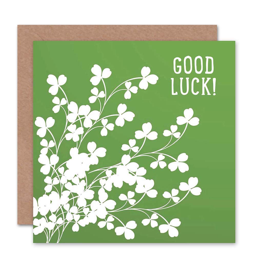 Wee Blue Coo GOOD LUCK CLOVER GREEN SPRING ST PATRICKS FLORAL BLANK GREETINGS CARD