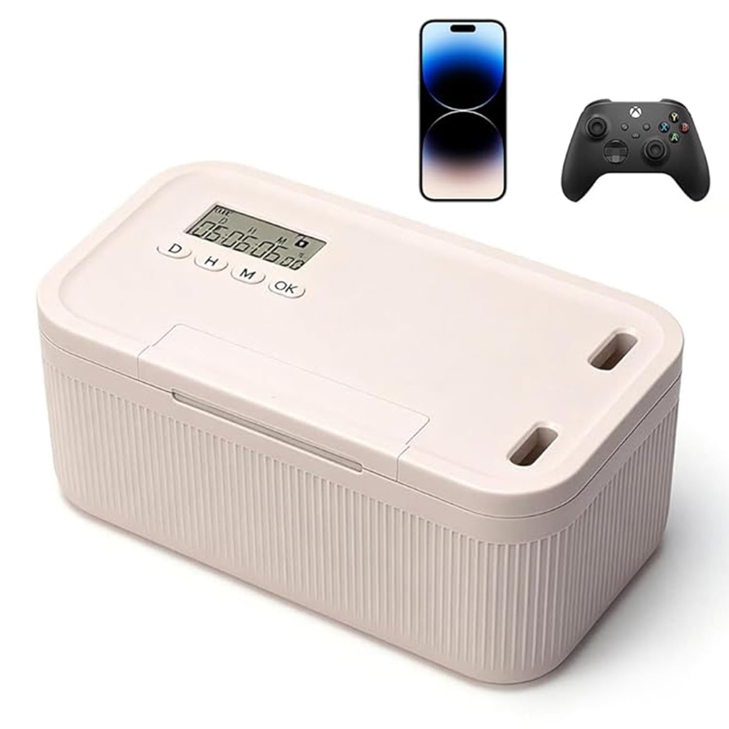 Handy Safe mit Zeitschloss 24x13x9,6 cm, Zeitschloss Box mit 2 Arbeitsmodus, Safe Timed Lock Box, Tragbar Handy Gefängnis mit Timer, Abschließbare Box für Medikamente Snacks Alkohol (Weiß)