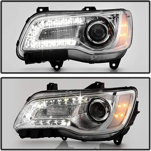 Miniatura 5 de ACANII - Para [tipo halógeno] 2015-2023 Chrysler 300 Chrome LED DRL Proyector Faros Faros Par Izquierdo+Derecho