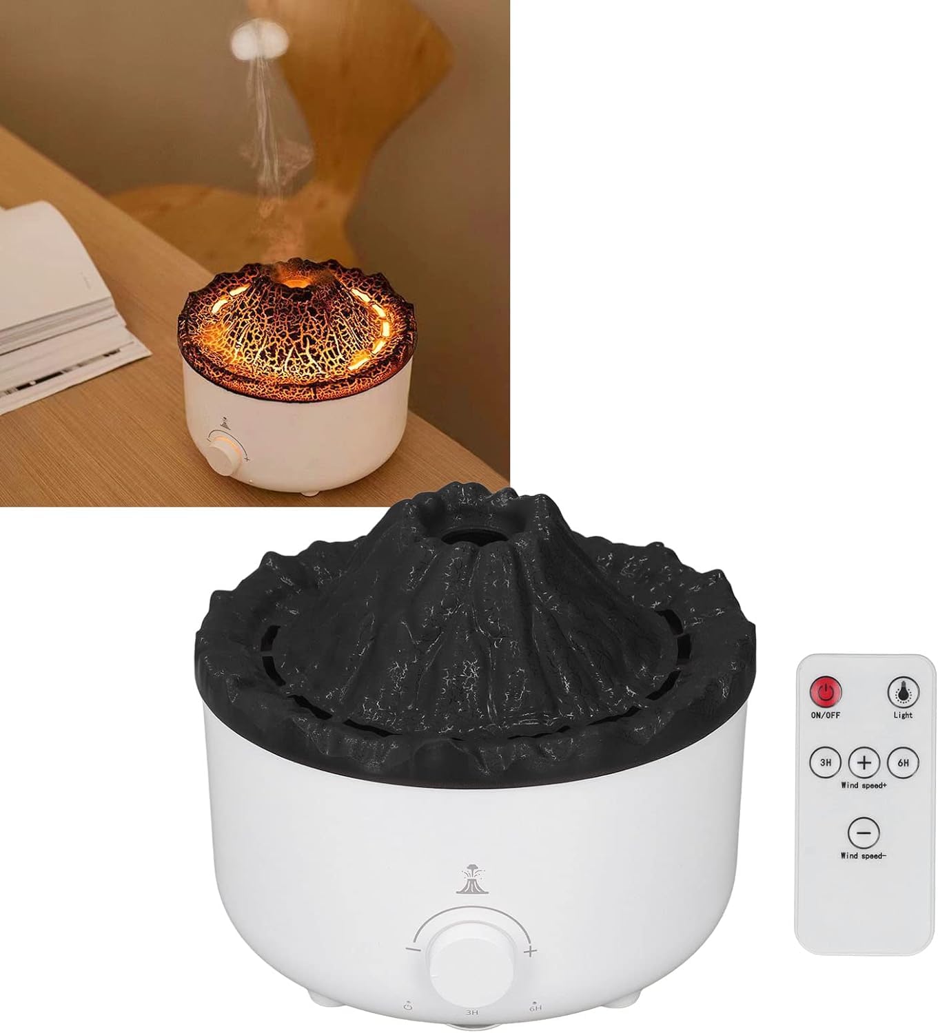 Domésticos Humidificador de Aceite Esencial de volcán, purificación de Aire de simulación 2 Modos de pulverización Difusor de aromaterapia Mejora el sueño for la Oficina for el Estudio