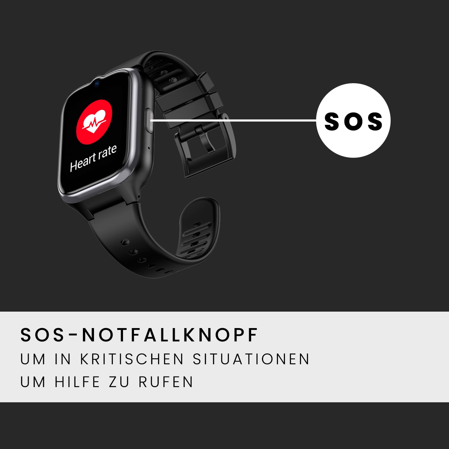 SPC Smartee 4G Senior – Smartwatch für Senioren mit großen Buchstaben, SOS-Taste, GPS und Sicherheitskreis, Anrufen/Videoanrufen, Herzfrequenz und Smartwatch-Verwaltung über die App SPC Smart Clan