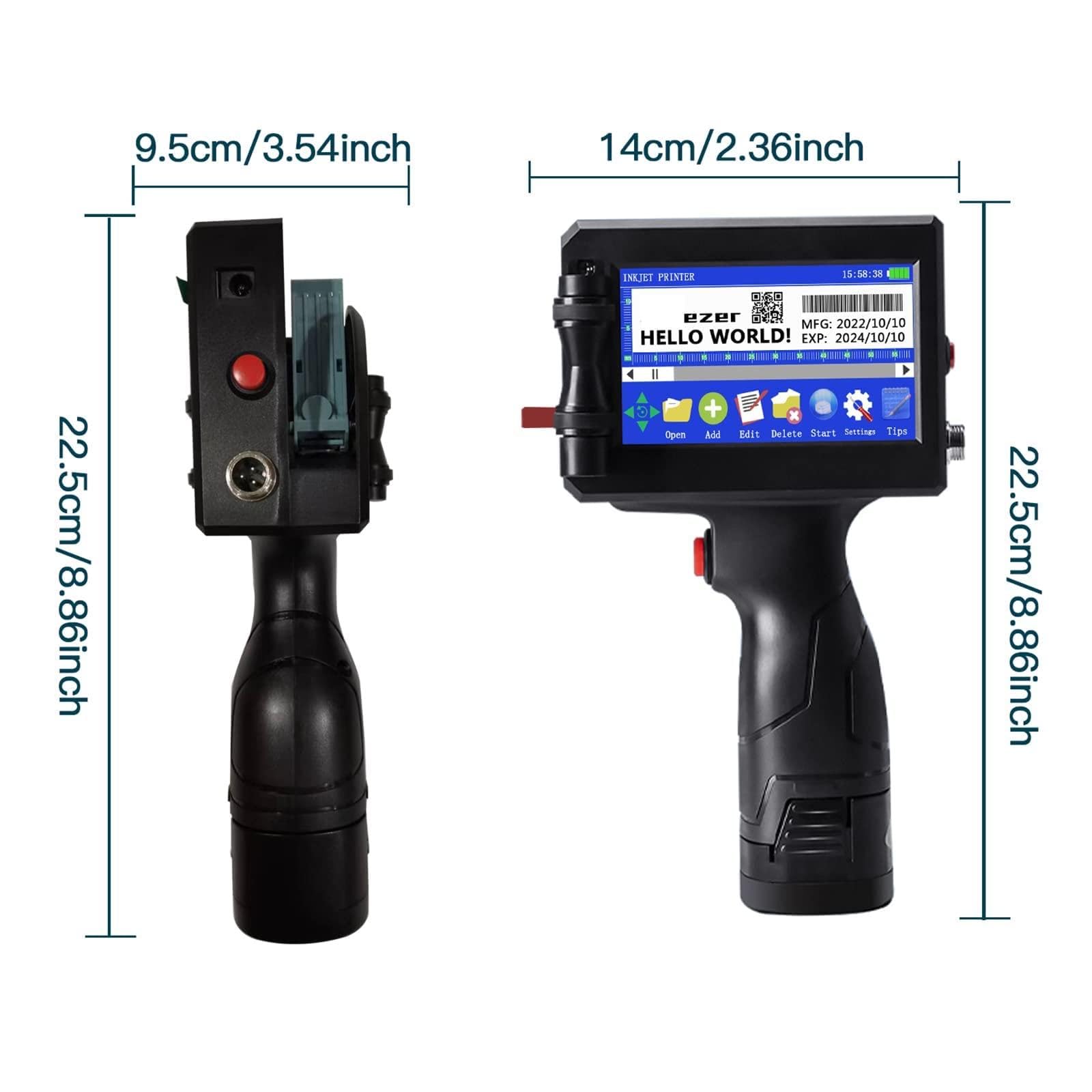 Etichettatrice per Stampante Portatile Portatile Touch Screen da 4,3 Pollici Codificatrice a Getto d'inchiostro ad Asciugatura Rapida per Etichetta Codice QR Numero di Lotto, 225x135x110mm