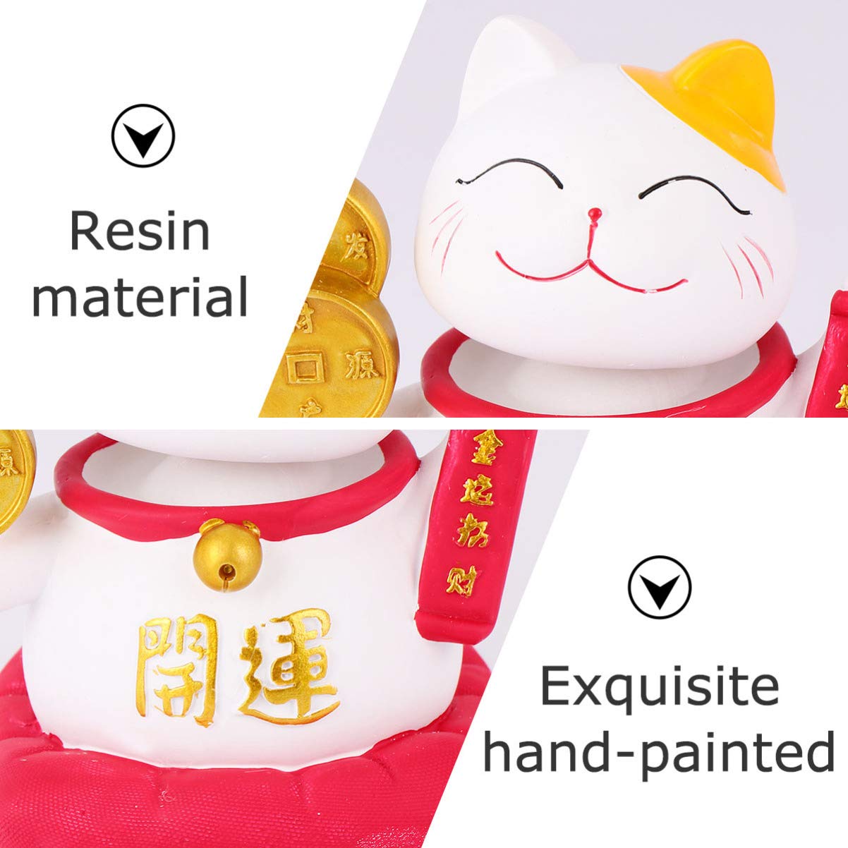 Lot De 6 Figurines Maneki Neko En Résine – Chat Chanceux Miniature – Décoration Feng Shui Pour Bureau Ou Voiture