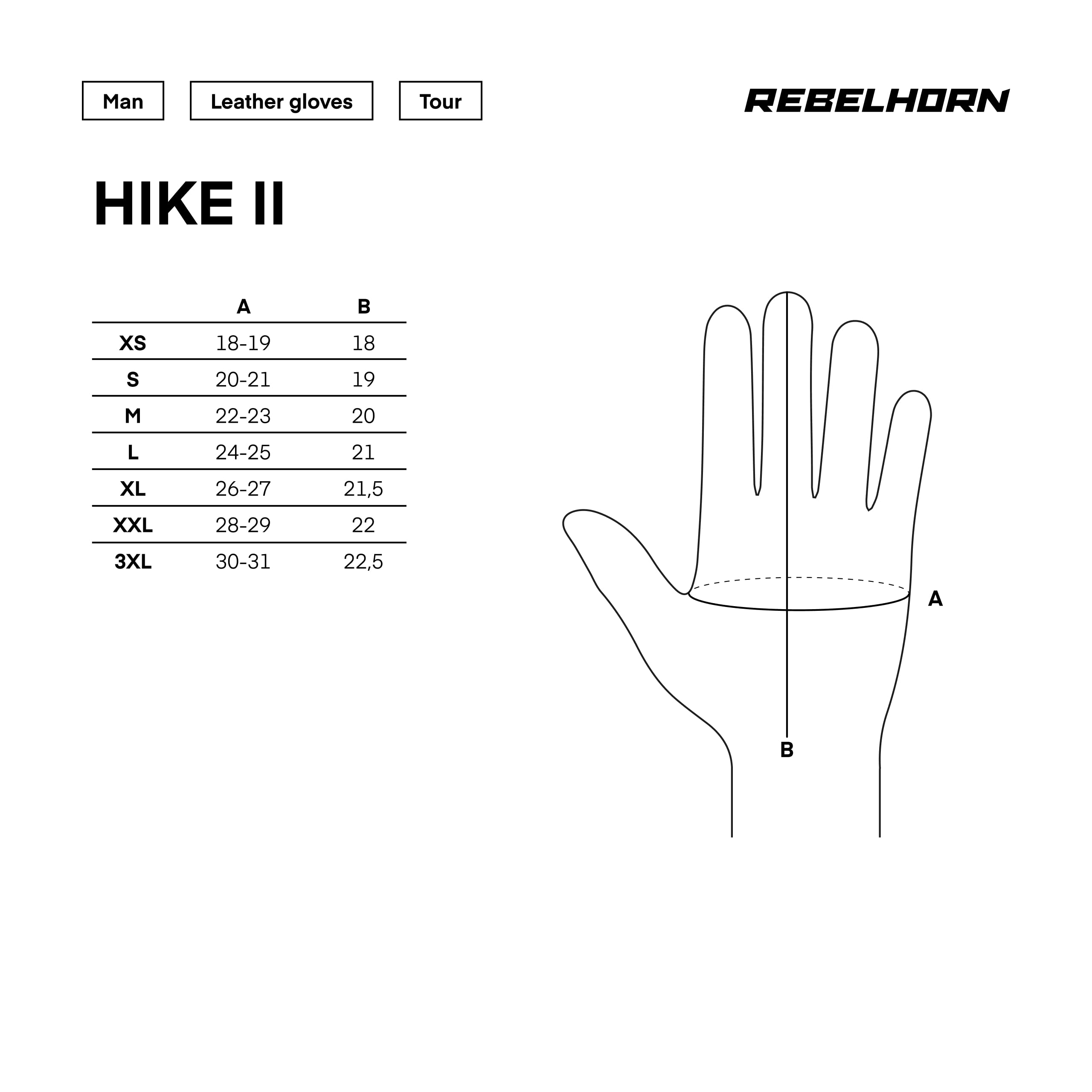 REBELHORN Hike II męskie rękawice motocyklowe, kozia skóra, płyty piankowe z wentylacją, wycieraczka do kasku | obsługa ekranu dotykowego