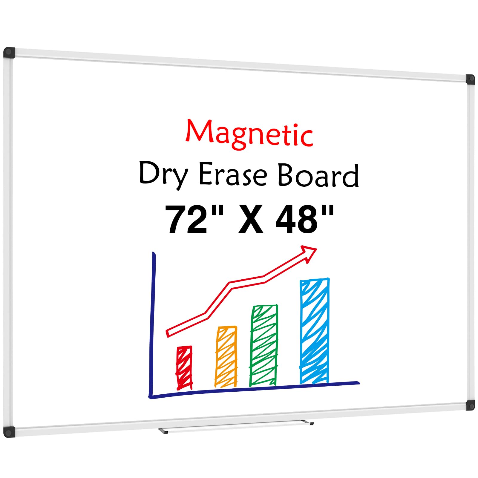 Photo 1 of **UNKNOWN DAMAGES** XBoard Magnetic Dry Erase Board 72 x 48 Inches Wall-Mounted, 6'x4' Whiteboard with Marker Tray, Aluminum Frame White Board for School Office and Home