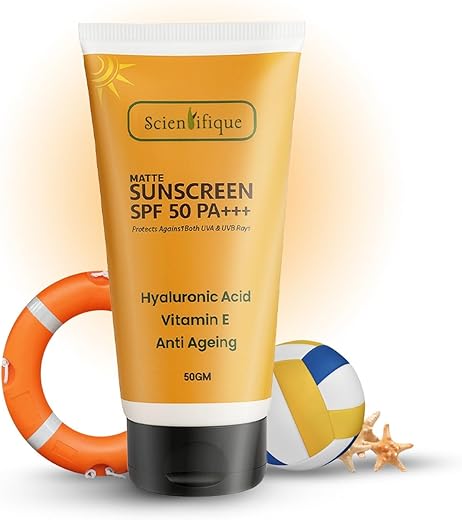 SCIENTIFIQUE Sunscreen SPF 50 PA++++ – Infused with Hyaluronic Acid, Vitamin E, Kojic Acid & Niacinamide | Broad-Spectrum UV Protection |…