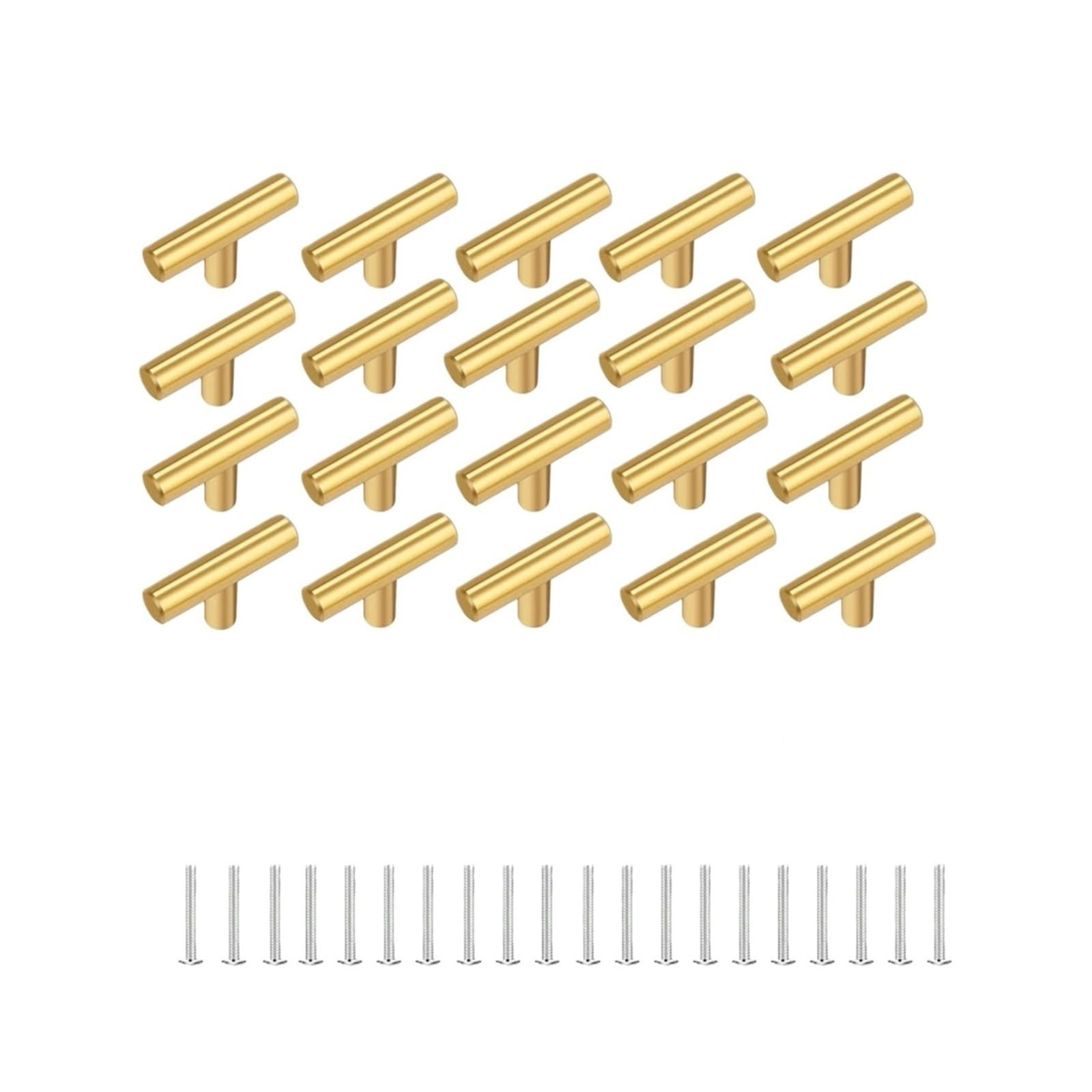 XFHtyCJ 10/20pcs T-Shaped Single Hole Cabinet Knobs(Gold-20pcs)