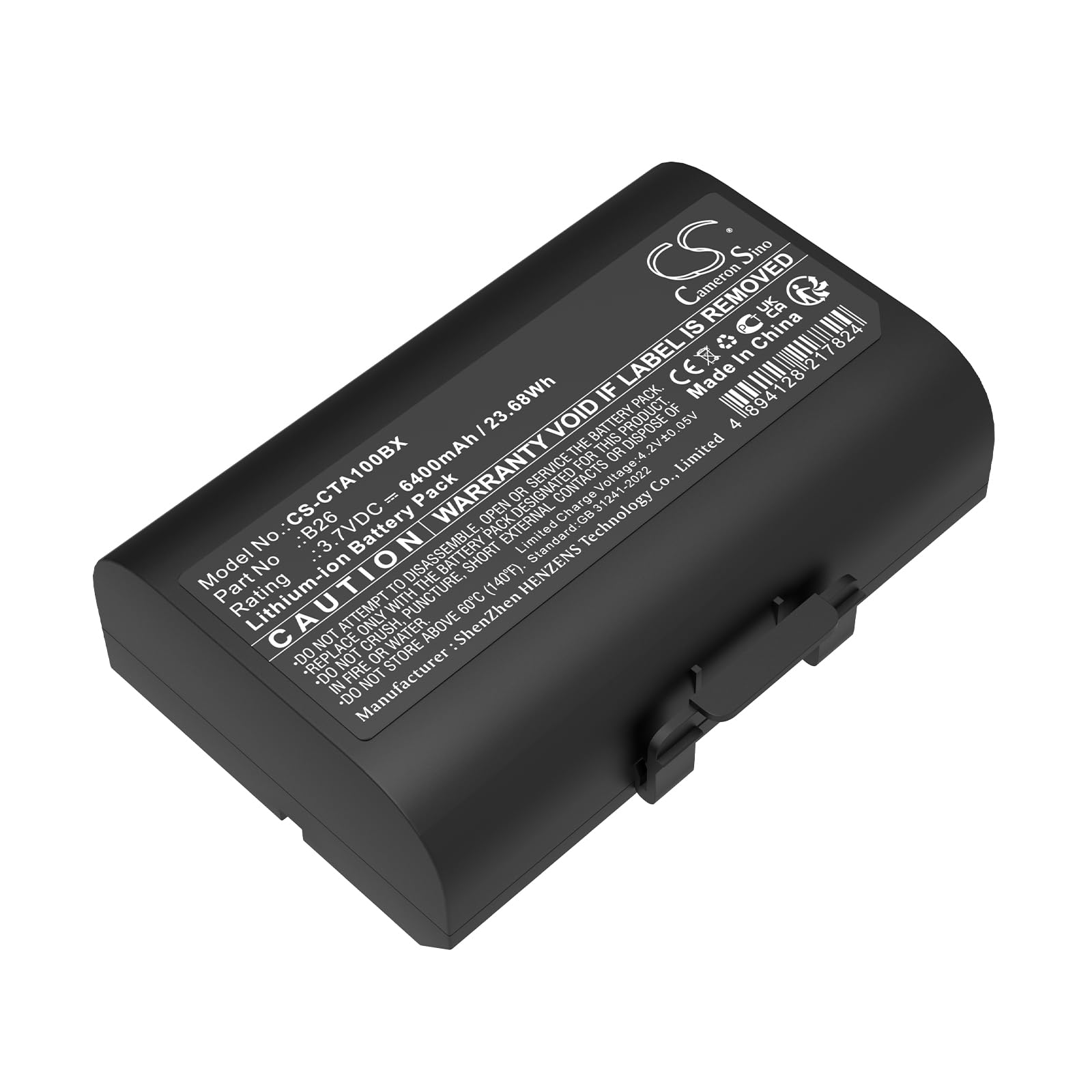TECHTEK Batería 6400mAh Compatible con [Castles] Saturn 1000 S1F2, Saturn 1000F sustituye B26