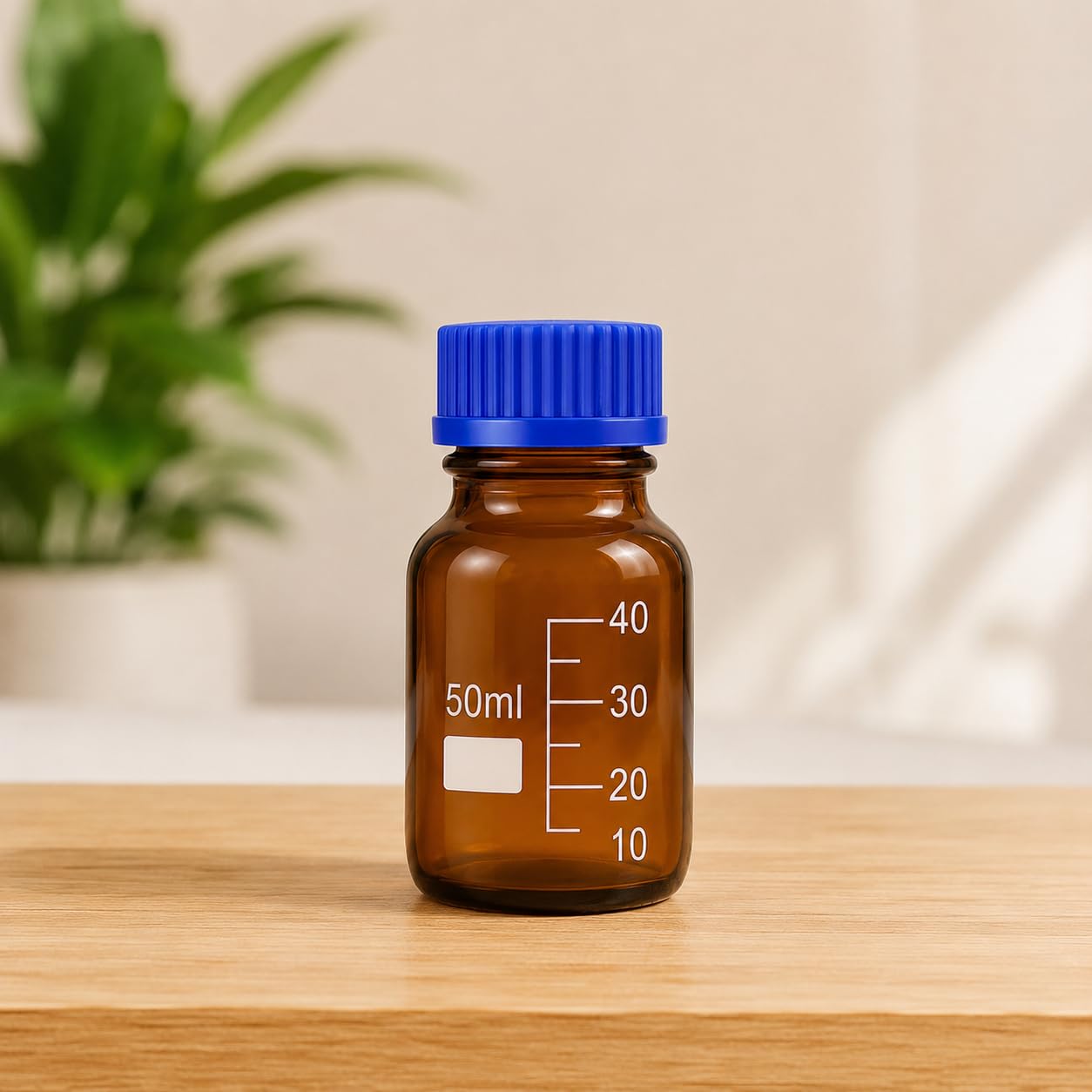 50ml Amber Glass Bottlewith Wide Mouth Blue Screw Cap Leak-Proof Storage Container for lab laboratory kitchen professional Essential Oils DIY Perfumes & Scientific Use pack of 1-image-4