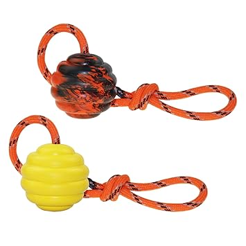 Nevperish K9 Training Ball with Rope Exercise and Reward Toy for Dogs Indestructible Dog Toy Ball with Handle for Training Pull Throw Toy tug Toy Dogs Fetch Toys Belgian Malinois Gifts
