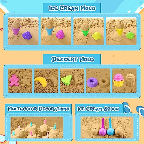 Toy Life Beach Toys For Kids 3-10, Ice Cream Sand Toys For Kids Toddlers Sandbox Toys With Beach Bucket, Sand Shovels, Sand Cupcake Dessert Ice Cream Molds, Mesh Bag, Travel Beach Sand Toys For Girls #TOP1