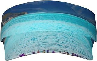 Lake Tekapo South Island Printed Sunscreen Visor Hat UV Protection Sun Hat Adjustable Empty Top Sun Visor Cap for Summer Sport Outdoor Black, Black, One Size, Black, One Size