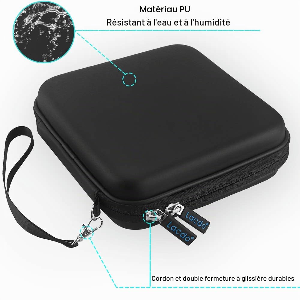 Lacdo Housse Etui de Protection Sac Portable pour Lecteur Externe DVD ASUS HP Apple USB SuperDrive Dell Samsung et d'autres Disque Interne Universal DVD CD Blu Ray graveur Rangement Pochette, Noir