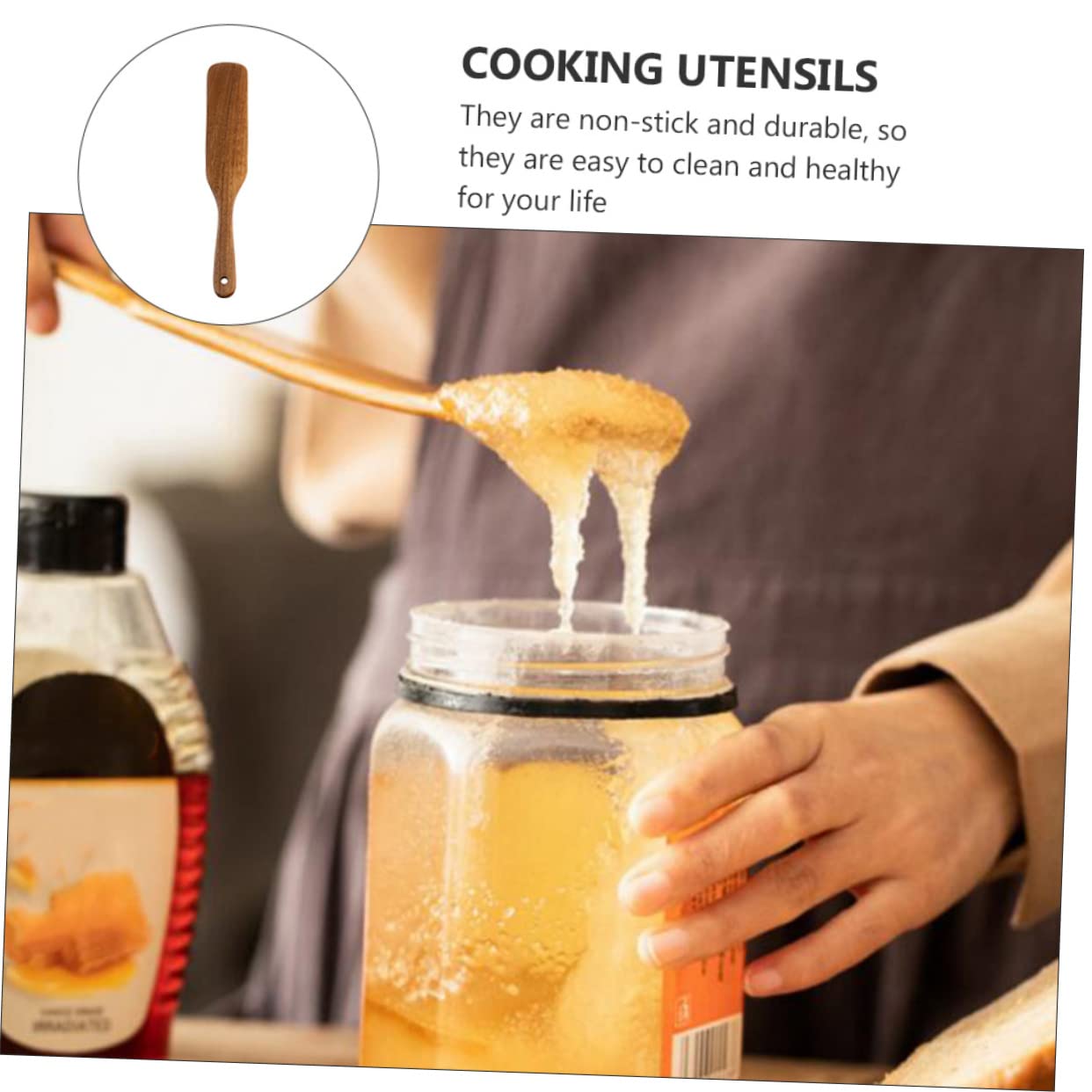Set Spatole Cucina in Legno 5 Pezzi, Utensili da Cucina