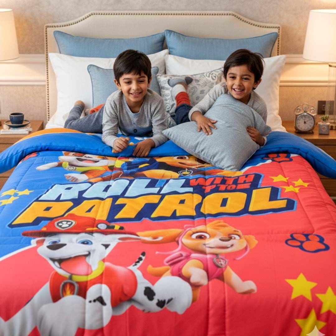 Athom Living Paw Patrol Themed Kids Comforter, Soft & Lightweight, Durable Bedding for Boys, Cozy & Vibrant Printed Bedspread, Machine Washable, Multicolor| 390 GSM, 135x220 cm 1