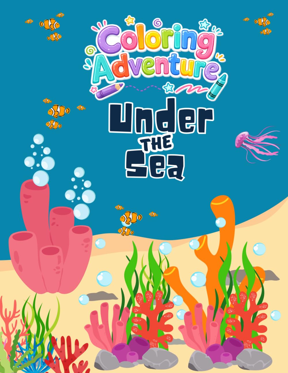 Sea Creatures Coloring Book: Fun and Easy Ocean Creatures Coloring Pages Featuring Sharks, Dolphins, Sea Turtles, Whales, Octopus, and Underwater Adventures for Kids Ages 4–8