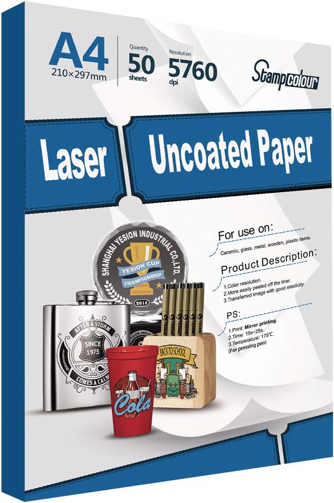 Stampcolour 50 Sheets Laser uncoated Transfer Papers for