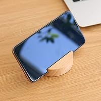 Vista 6 de Cabilock Soporte de madera para teléfono móvil, base redonda, soporte de escritorio para teléfono celular, compatible con teléfonos inteligentes