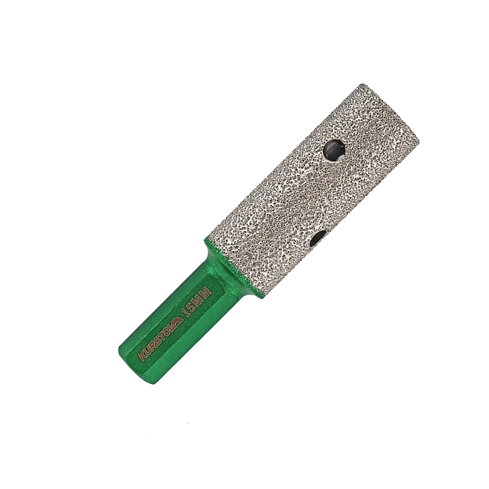 KURSTOL Diamond Coated Milling Bit - Diamond Finger Bit for Enlarging Shaping Holes,Dia 9/16"(15mm) Hex Shank Tile Hole Grinder Round Bevel Existing Holes in Porcelain,Hard Ceramic,Granite,Marble — image 1