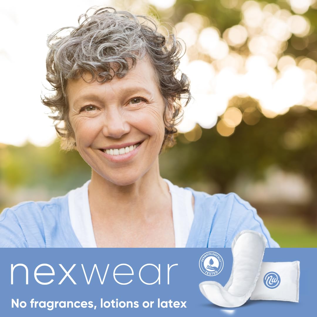 Nexwear Almohadillas de incontinencia para mujer, máxima absorción, 34,92 cm, 30 unidades | Desechable, diseño seguro para la piel, discreto, envuelto individualmente