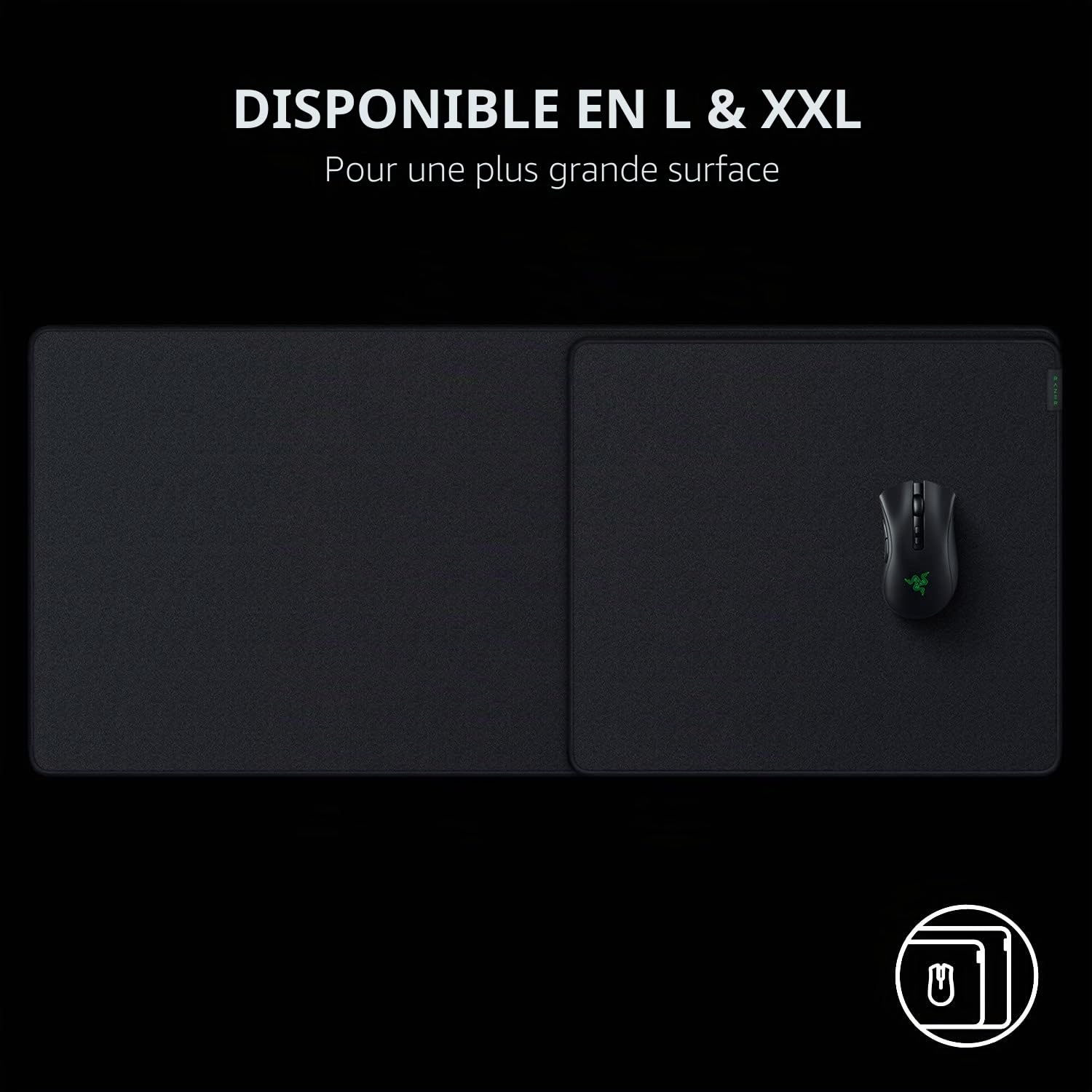 Razer Strider Tapis de souris hybride avec une base souple et une glisse lisse : surface de glissement ferme – Base antidérapante – enroulable et portable – Bords cousus anti-effilochage – Résistant à