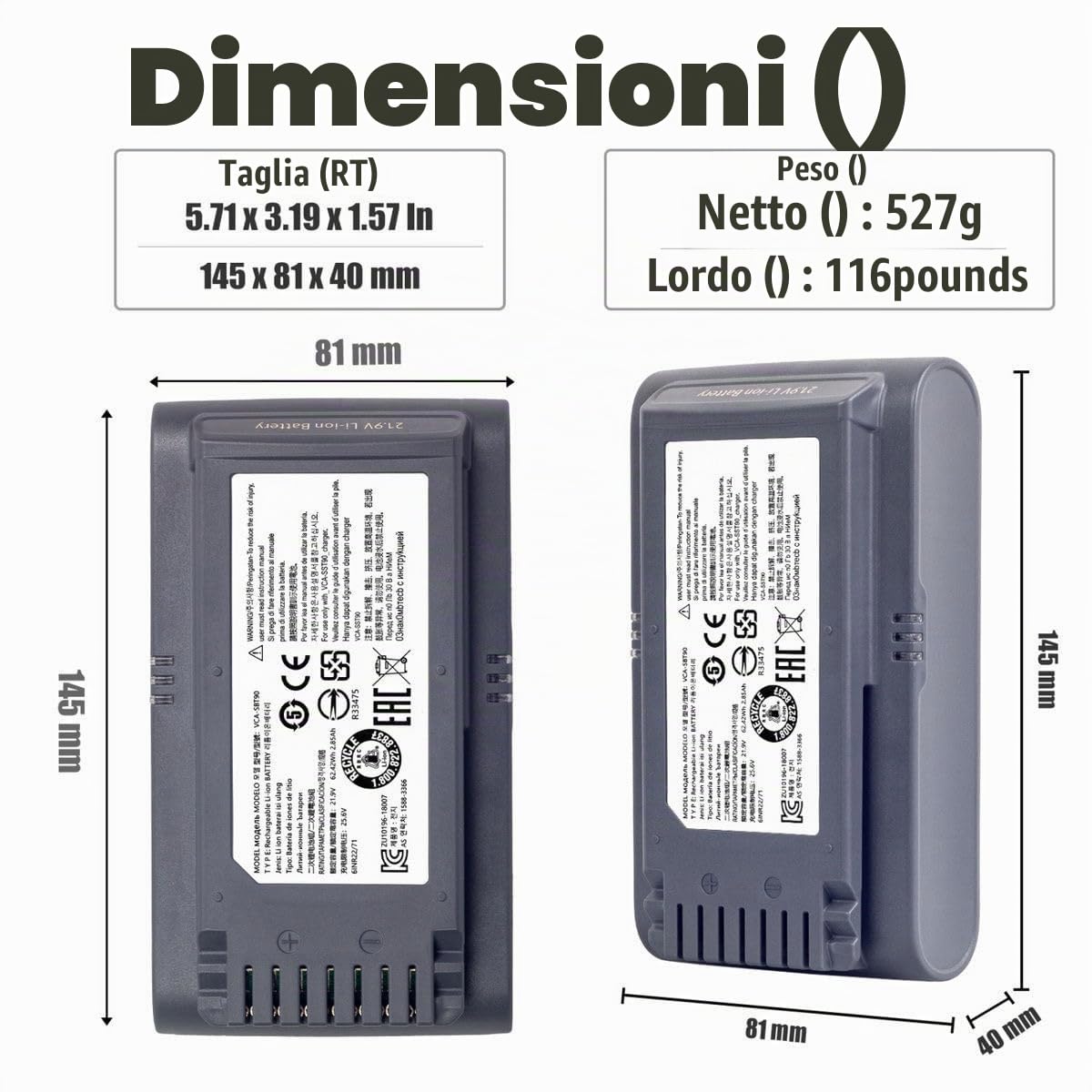 Batteria for aspirapolvere, compatibile con Samsung, JET70 VCA-SBT90EB VCA-SBT90E Aspirapolvere portatile