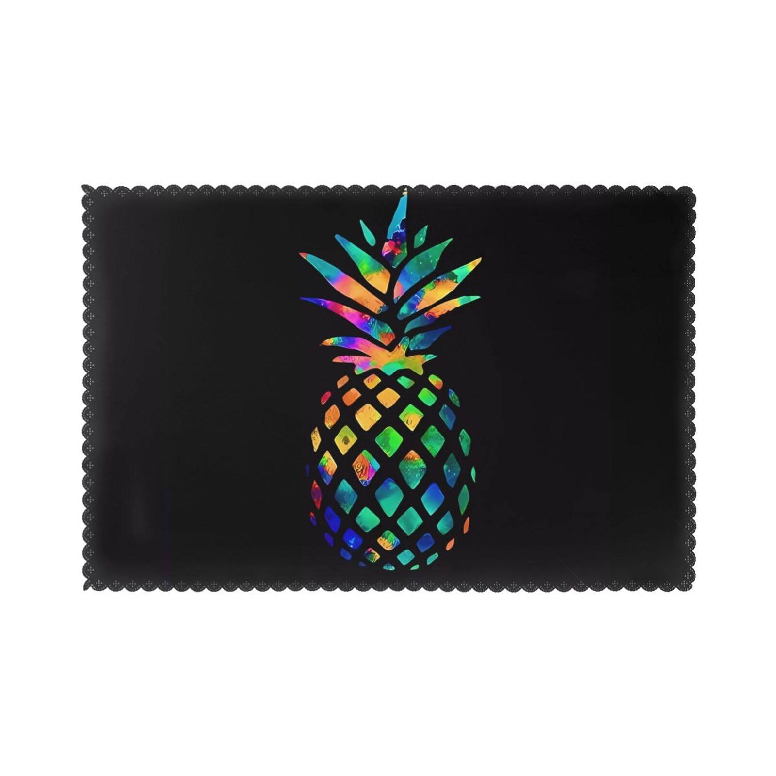 WHJSSF pineapple Prints Placemats Set of 6 12x18in - Durable Table Layers with Heat-Resistant & Wrinkle-Free Polyester