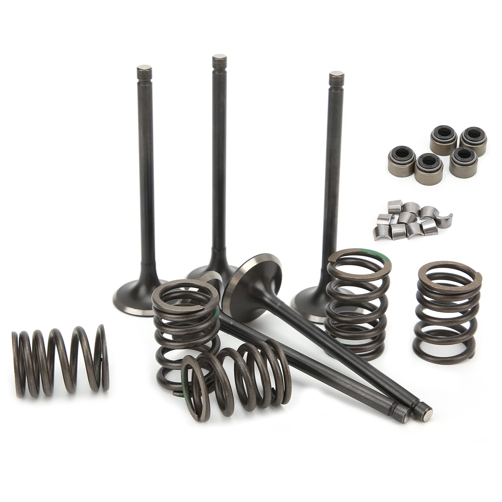 Generic Kit Valvola di Scarico Aspirazione Testata, Durevole e Completo, Ricambio per GRIZZLY 660 YFM660F 4WD 2002-2008, Materiale in Acciaio