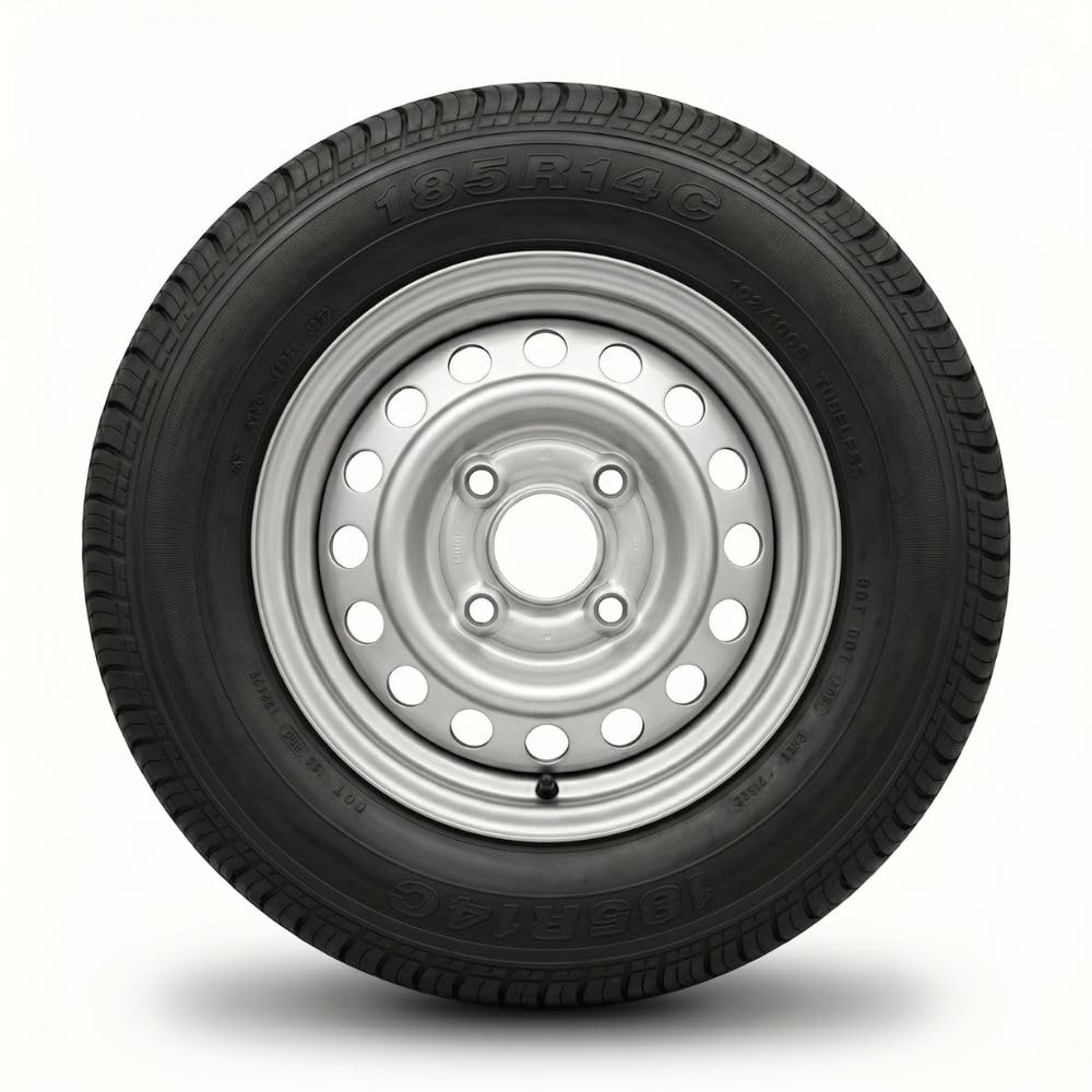Roue complète 185/70R14C 14" - 4 Trous - Entraxe 130mm - Déport 20 - Pour remorque - 14 pouces - Largeur 185mm - Indice de vitesse N 140km/h - Indice de charge 102 (850kg)