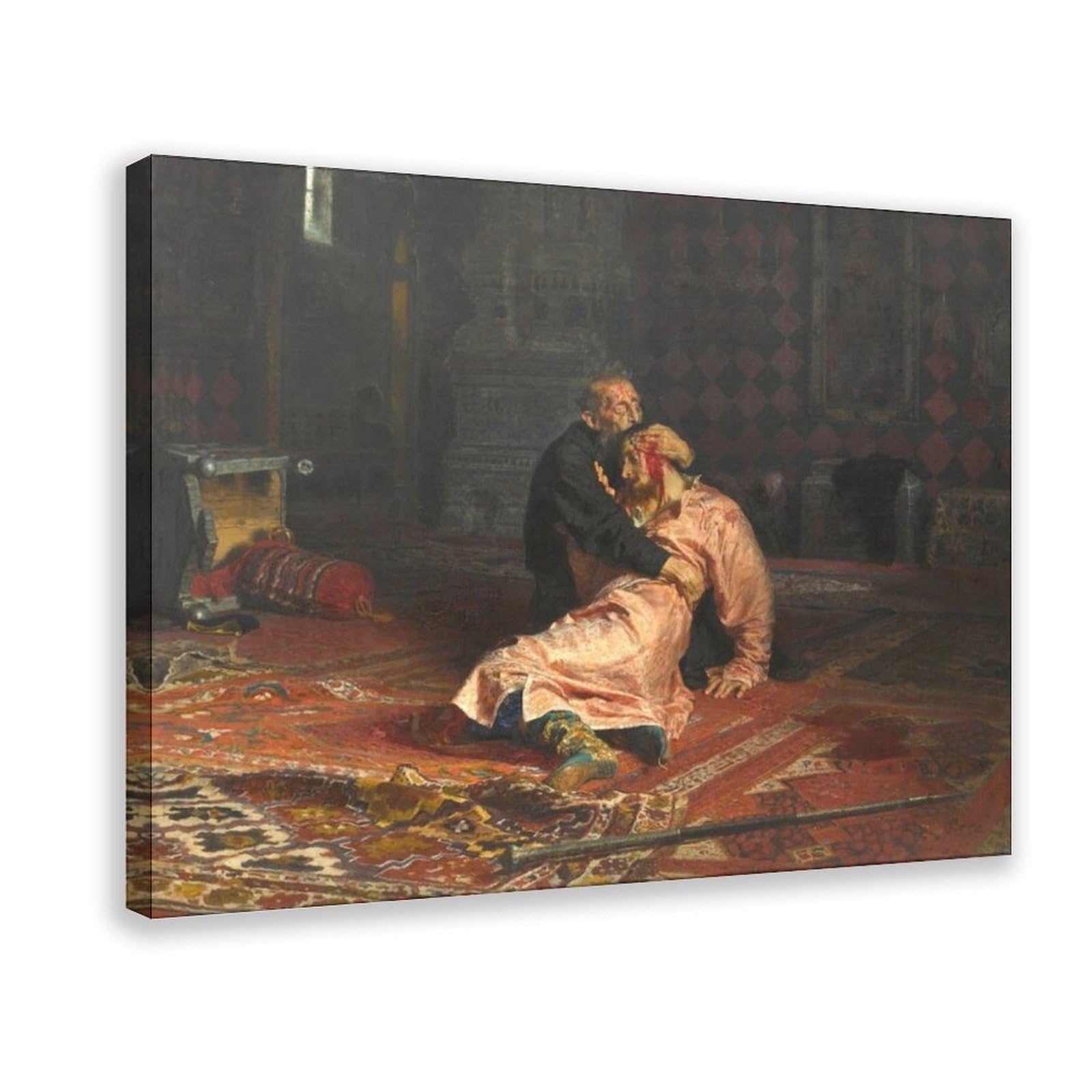 WCYB Ilya Repin - Ivan The Terrible And His Son Ivan Posters Prints Canvas Deco Paintings Wall Art Hangable Frame 20" L X 30" W