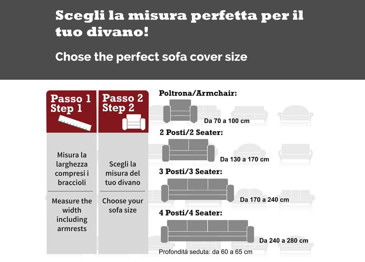 BIANCHERIAWEB Copridivano Sofà Poltrona Elasticizzato Protezione Macchie Modello Wonderful 3 Posti Arancione