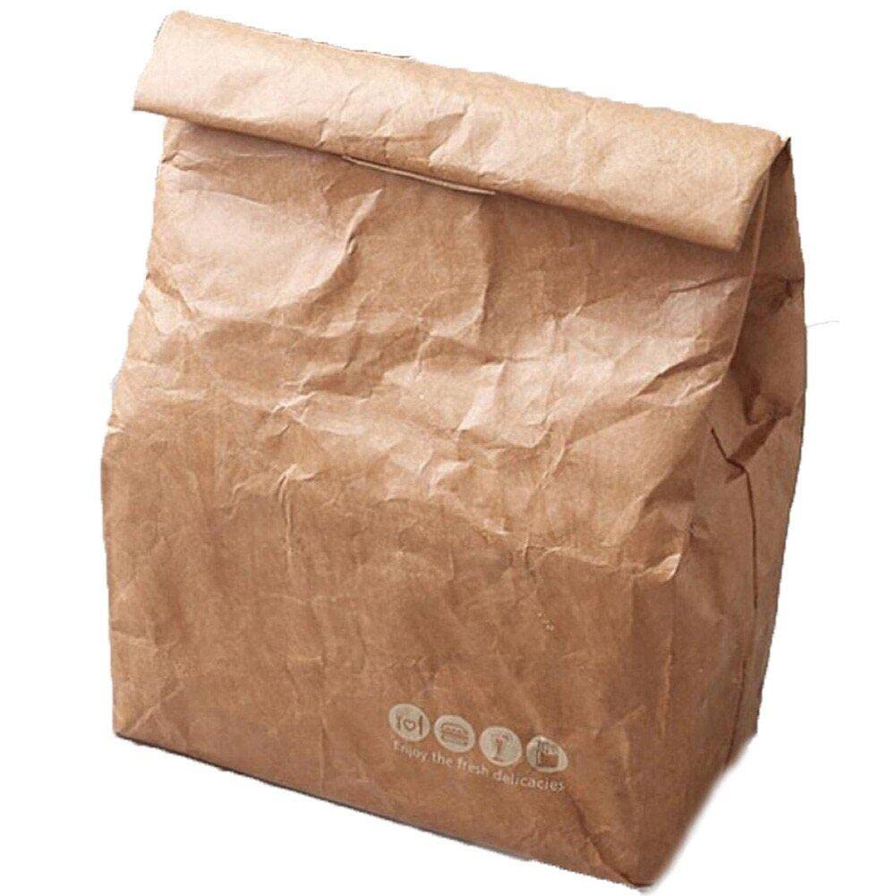 Dinntty Brown Bento Lunch Bag Insulated Paper Lunch Bag Reusable Snack Container Waterproof Insulated Cooler Bag For Work Picnic