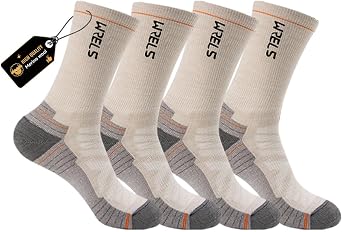 WRELS Merino Wool Hiking Crew Socks for Men Women 2 Pairs | Thick Sole Cushioned, Wicking, Arch Support System, Moisture-Wicking Fabric, Breathable Comfort, Winter Hiking Socks