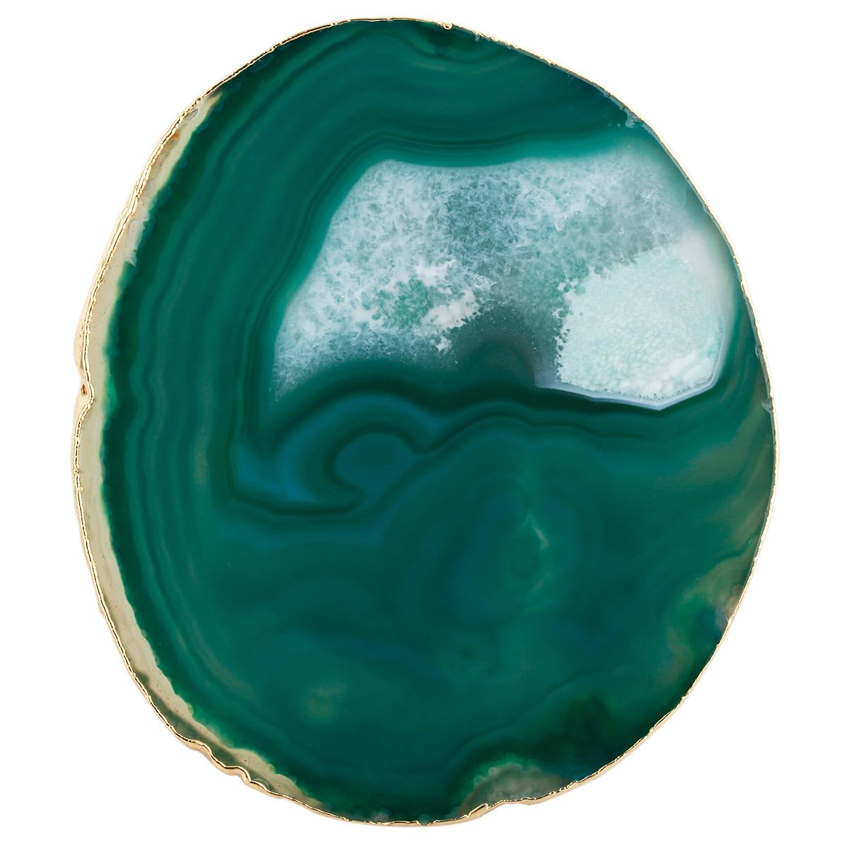 Nupuyai 2pcs Green Agate Slices Cup Mats Coasters for Drink Irregular Crystal Stone Coaster Set Place Cards for Wedding Home Decor 3.1"-3.9"