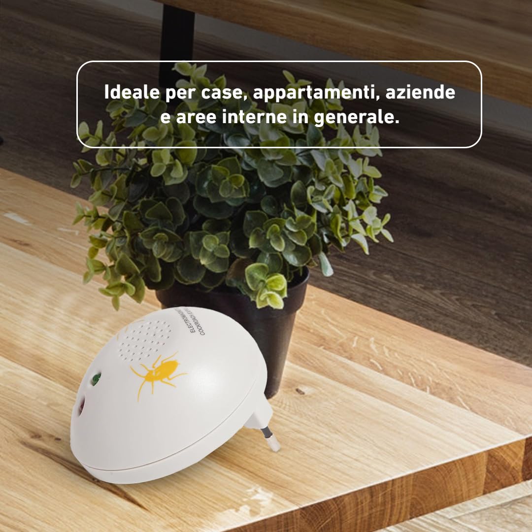 Ozono Casa - Repellente Elettromagnetico per Scarafaggi - Scaccia-Scarafaggi da Inserire nella Presa - Sicuro ed Efficace - Ideale per Aree Interne - Non Tossico - Facile da Usare