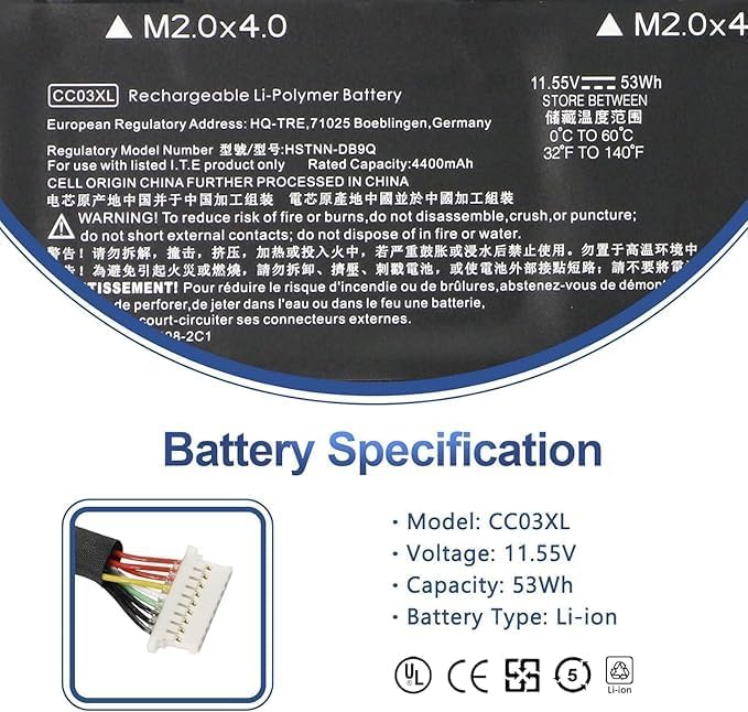 Image of CC03XL Laptop Battery Compatible for HP ZBook Firefly 14 G7 G8, EliteBook 830 835 840 845 G7 G8 Probook 635 Aero G7 G8 Series HSTNN-DB9Q L77608-2C1 L77608-421 L785555 5-005 CC03053XL-PL