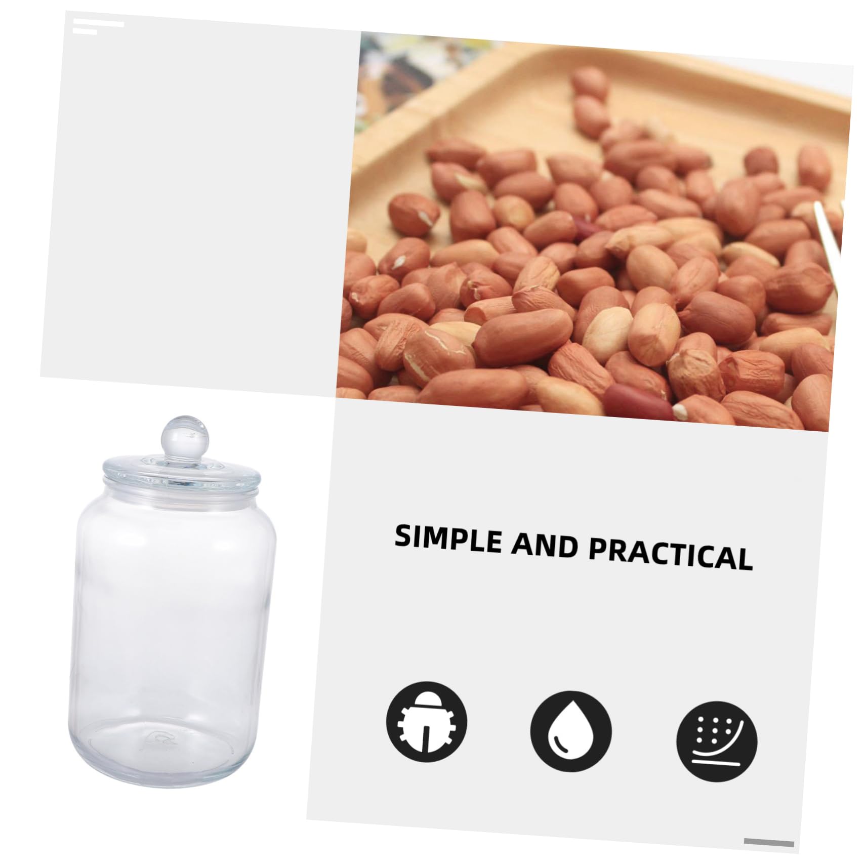 Cabilock Vasetto in Vetro Trasparente Ermetico Contenitore Vuoto per Alimenti Barattolo di Vetro per Tè Cereali Riso Fagioli Noci e Altri Alimenti Sicuro Sano e Pratico per Conservare Cibo