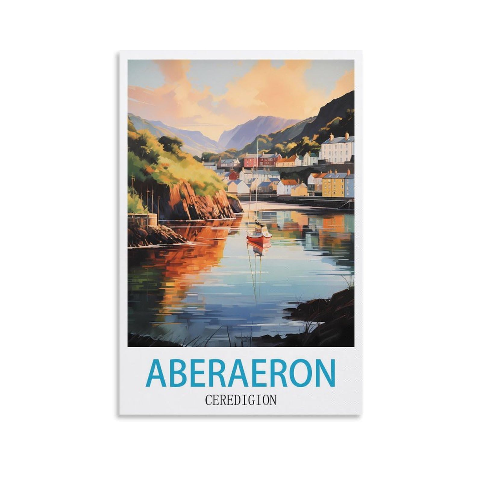 LNHZGNJNH Aberaeron Ceredigion Vintage Travel Posters 08x12inch(20x30cm) Canvas Wall Art Wall Print Painting Decor Living Room Bedroom Decor