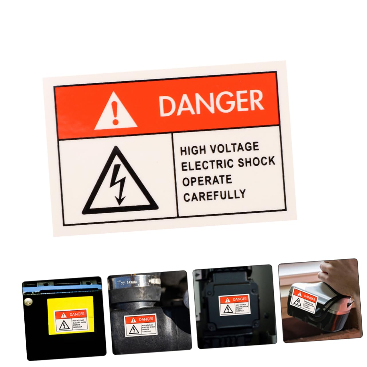 6 Adesivi Di Avvertimento Alta Tensione - Etichette Pericolo Scossa Elettrica - PP Sintetico - 6x4 Cm - 2