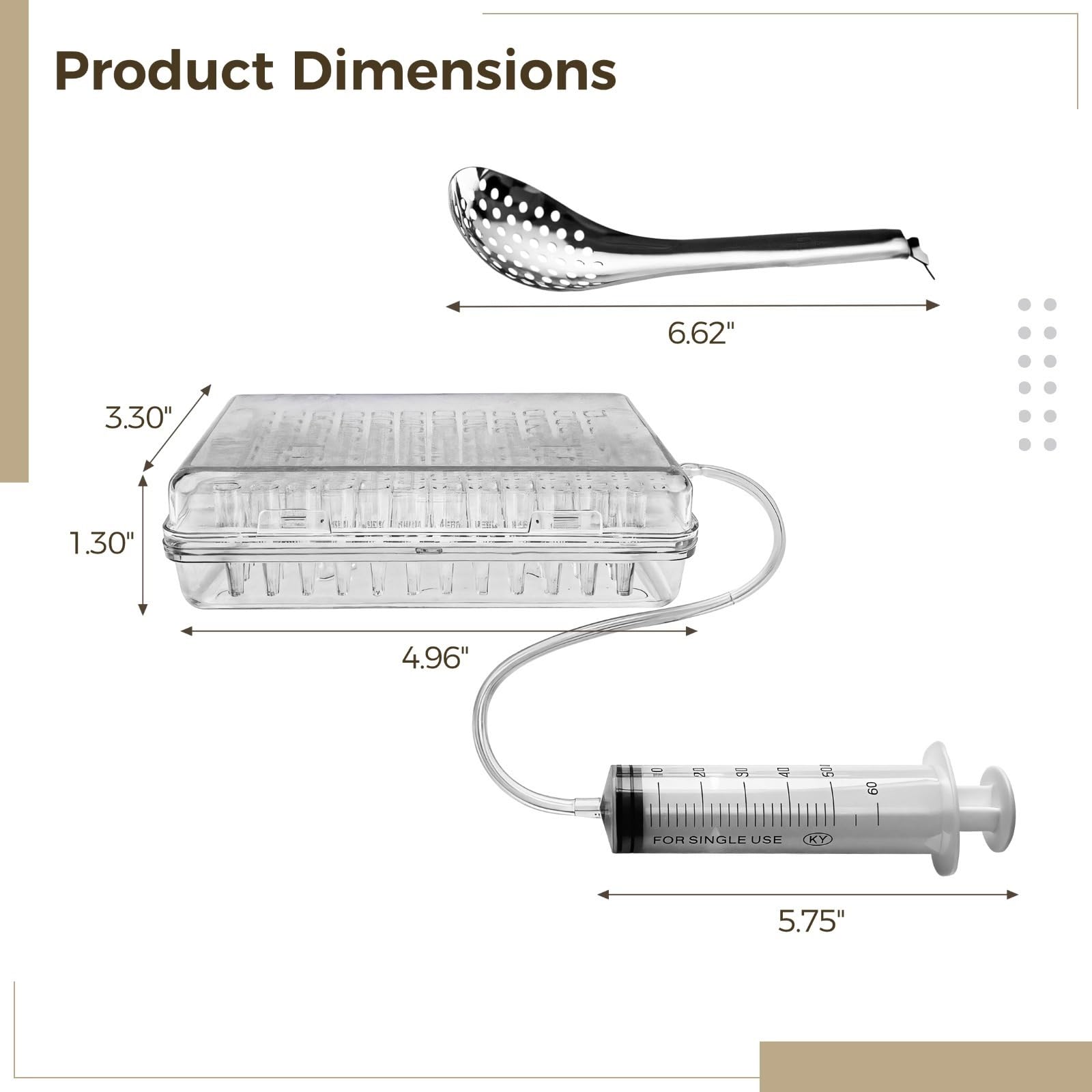 Kit de gastronomie moléculaire avec cuillère, seringue, tube et boîte à caviar, 96 boules de caviar en une seule utilisation, ensemble complet Kit de gastronomie moléculaire avec cuillère, seringue, tube et boîte à caviar, 96 boules de caviar en une seule utilisation, ensemble complet