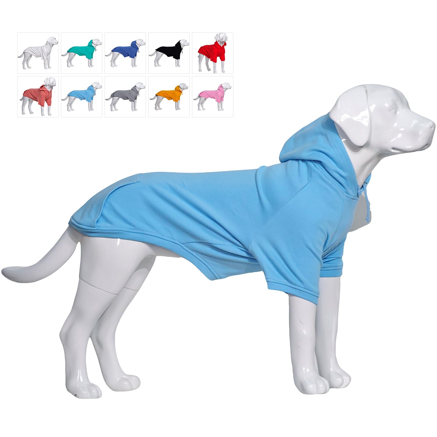 Lovelonglong Blank Basic Hoodie Sweatshirt for Dogs 100% Cotton Fits Small Medium Dachshund Large Dog Sky-Blue 4XL